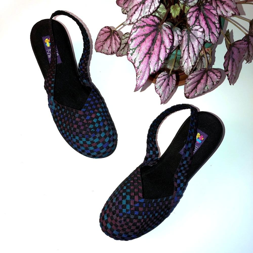 Zee Alexis Wedge Slingback Size 10 purple black